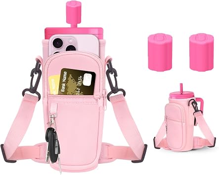 2-in-1 Bundle Magnetic Straw Cover 2 Pack & Roliwils Water Bottle Holder with Strap | Compatible with Brumate Era 30oz/Resa/Stanley/Hydro Flask