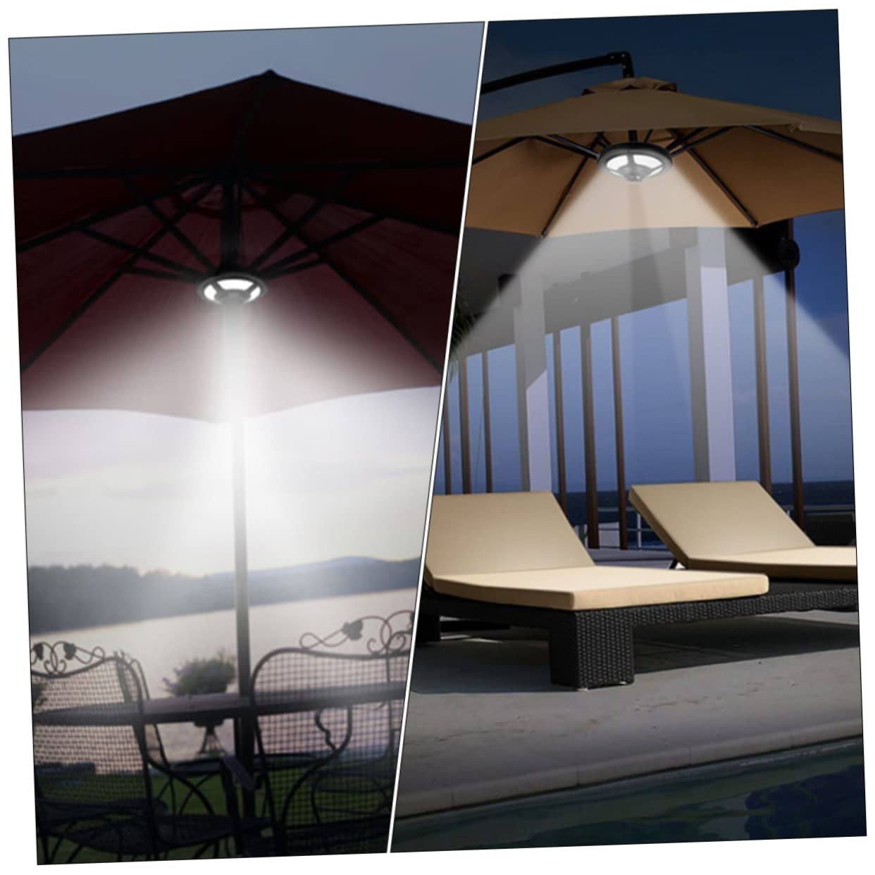 LED Camping Schirmlampe für Sonnenschirme, ABS, Schwarz, Außenbeleuchtung