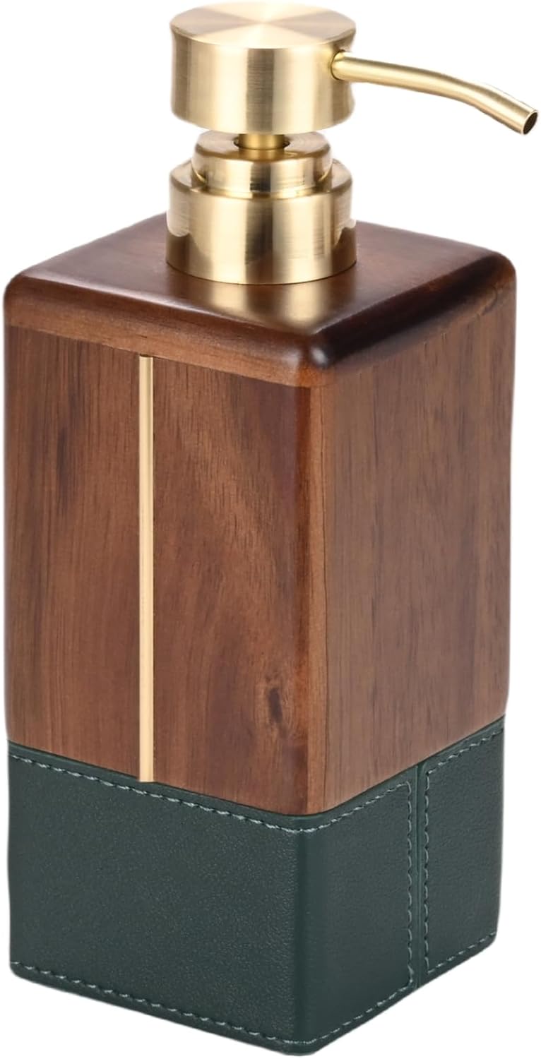 MIHIRO Acacia Wood Hand Soap Dispenser for Bathroom Vanity