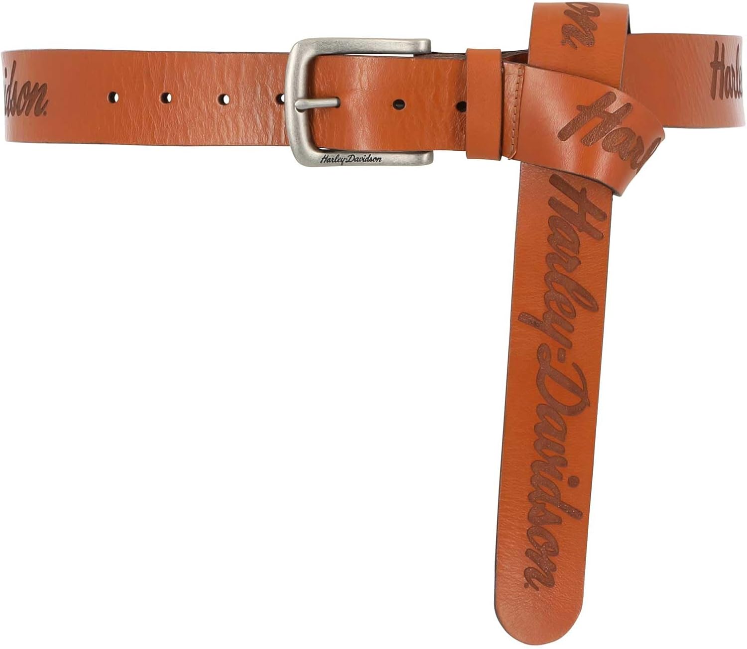 Harley-Davidson Women's Long Tail Laser Etch Genuine Leather Belt – Cashew