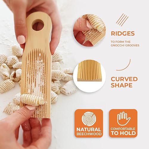 Miniatura 3 de KneadEat Unique Curved Gnocchi Board Paddle, Unique Curved Design for Handmaking Italian Gnocchi Pasta. Perfect Ridges that Form the Grooves on the