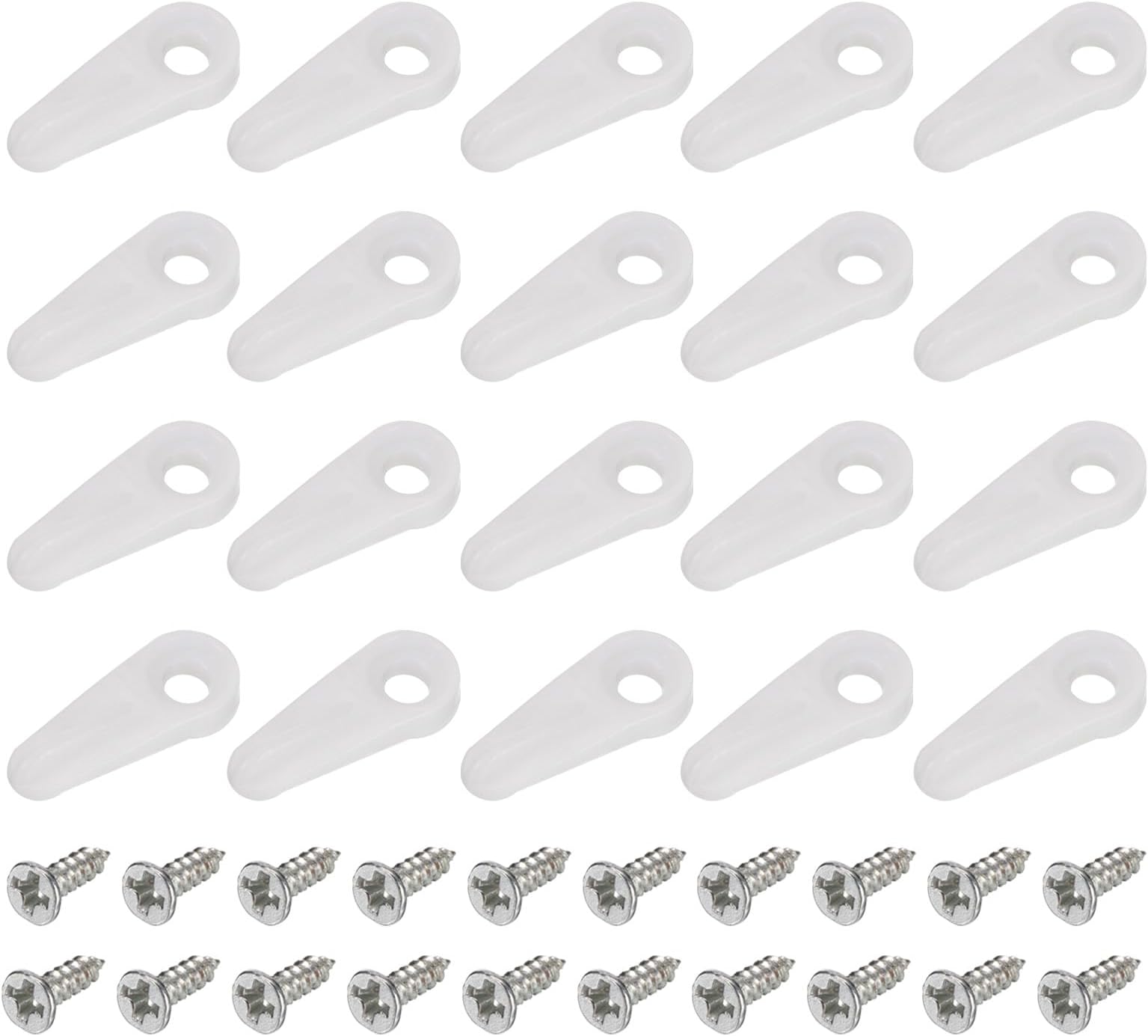 sourcing map 20 Pieces Picture Frame Turn Button, 24X10mm for Hanging Pictures Photos Drawing Crafts, Plastic with 20Pcs Screws Hardware Backing Clips White