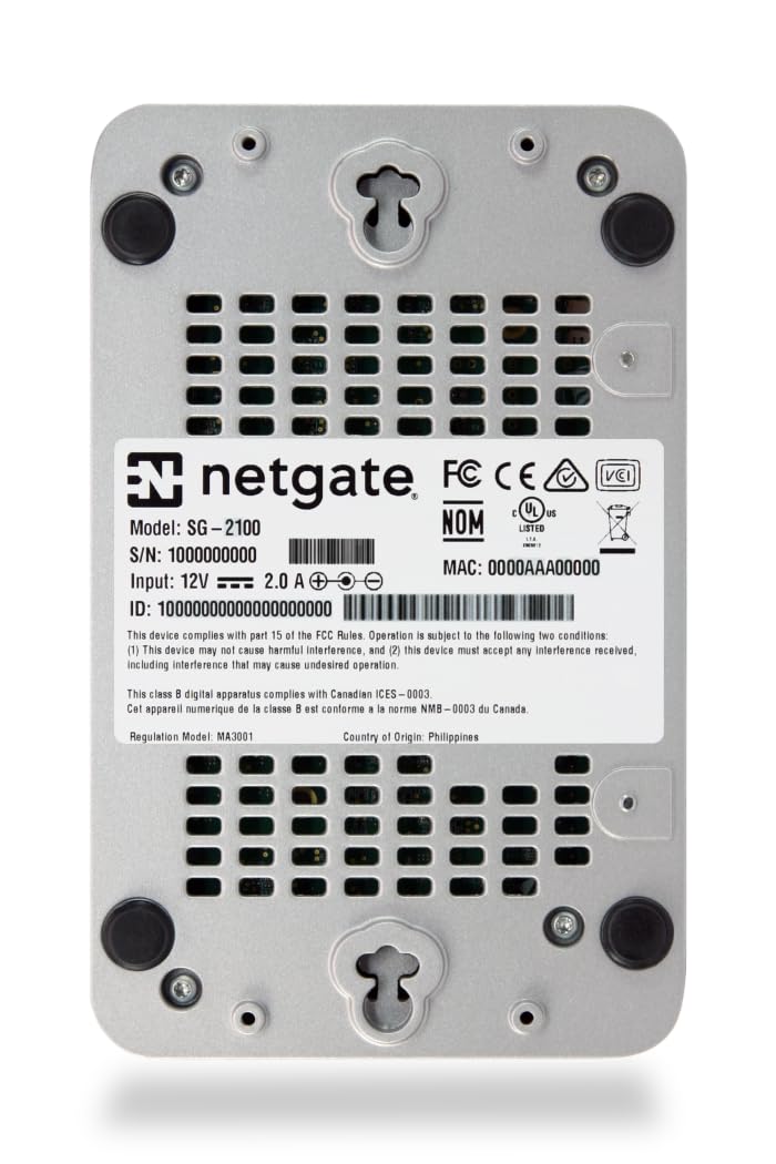 Netgate 2100 BASE - PfSense+ Security Gateway - Firewall VPN Router - CPU Dual Core ARM Cortex-A53 - Ram 4Gb DDR4 - Storage 8Gb eMMC - Flexible 5-port combination - EU Power Adapter - NGFW