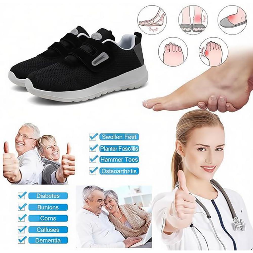 Zapatos para Diabéticos Calzado Ortopédico Ajustable Y para Caminar Zapatillas De Ancho Especial Fáciles De Poner Ligeras Y Antideslizantes Calzado Casual con Plantilla De Espuma