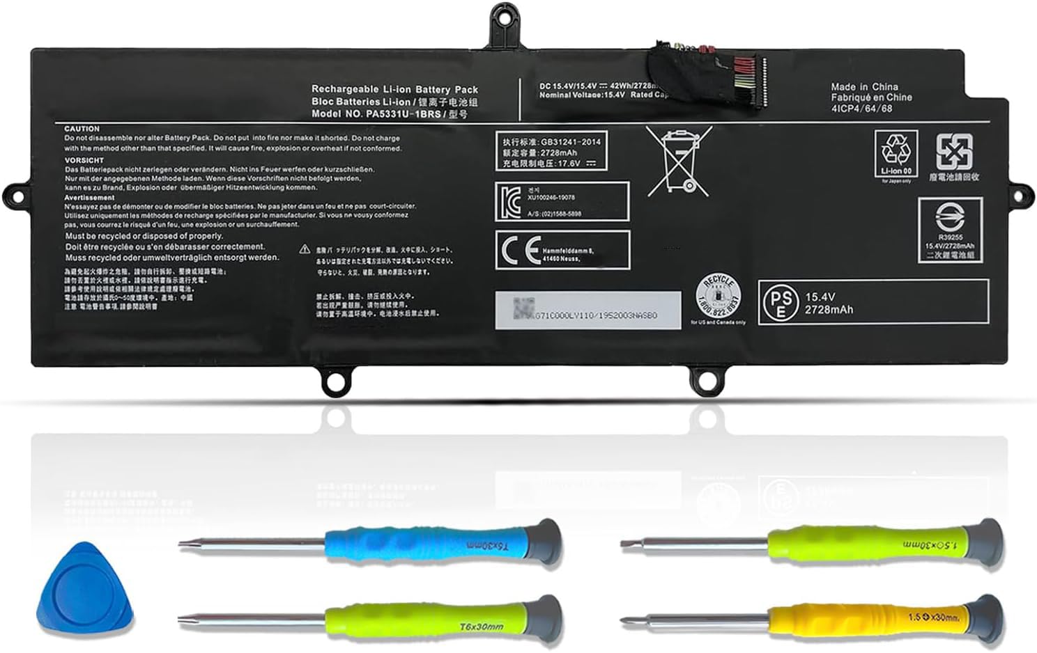 15.4V PA5331U-1BRS Laptop Battery Compatible with Toshiba Dynabook Portege A30-E X30L-G R30-A R30-E/Dynabook Portege Terca A30-G A40-E A40-G Series PA5331U