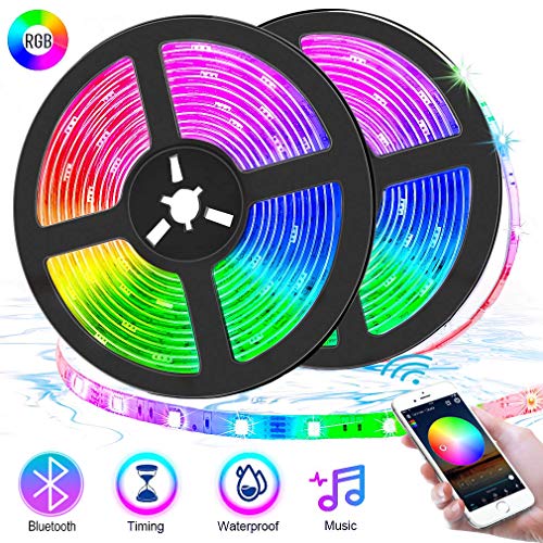 Bluetooth LED Strip Lights 32.8ft APP Control,5050 Flexible RGB Neon Room Lights Color