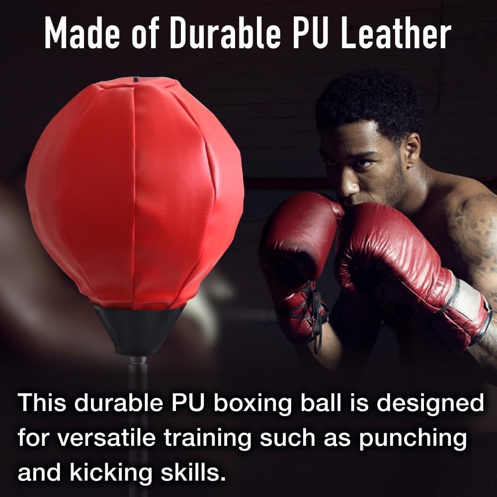 Japard Punching Bag with Stand, Adjustable Reflex Bag for Teens & Adults, Boxing Speed Bag Floor Stand, Gloves Inflation Pump Included, Home Gym Gift