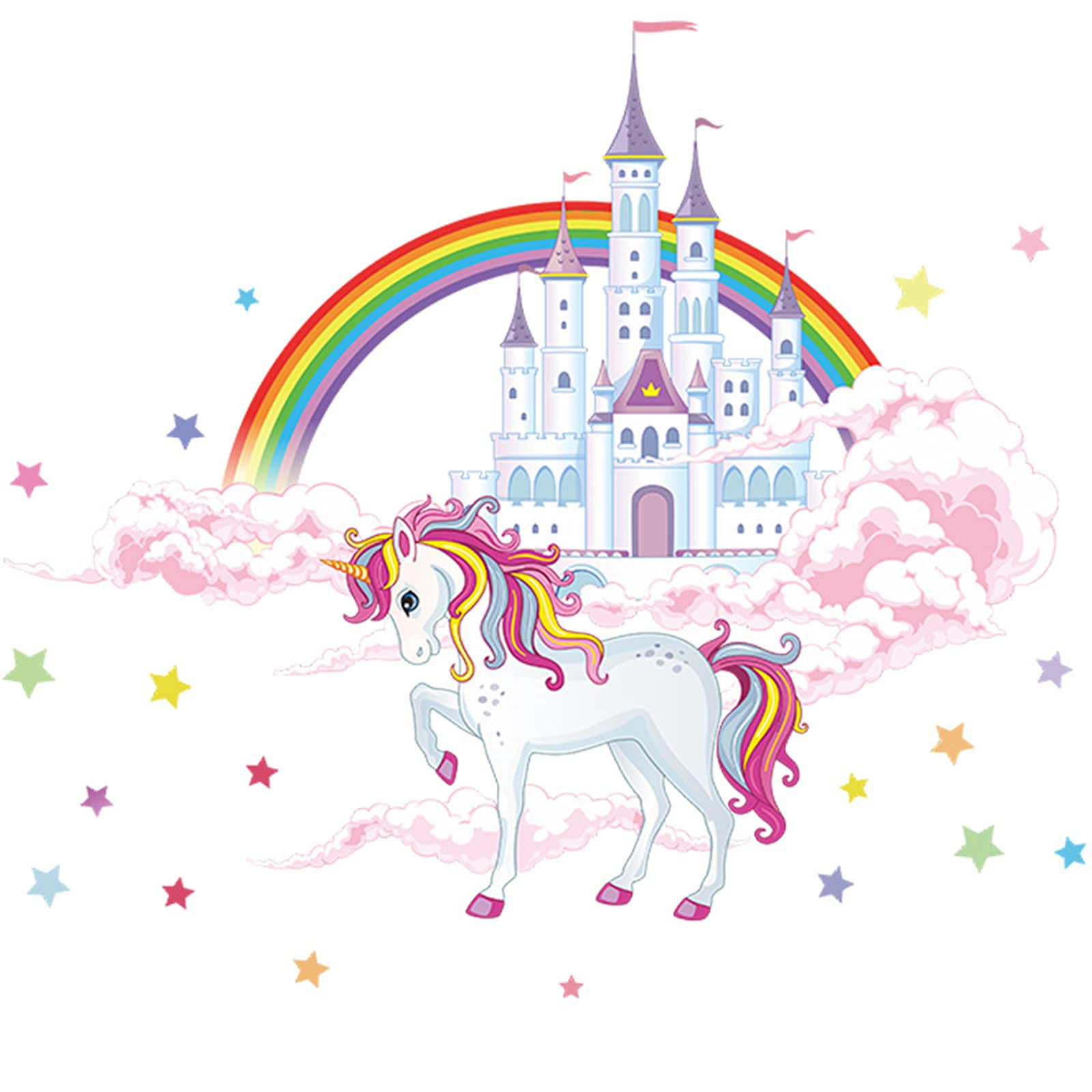 Adesivi Murali Unicorno Per Cameretta Bambini | Decorazione Colorata E Rimovibile | Con Arcobaleno, Stelle E Farfalle - Foto 8
