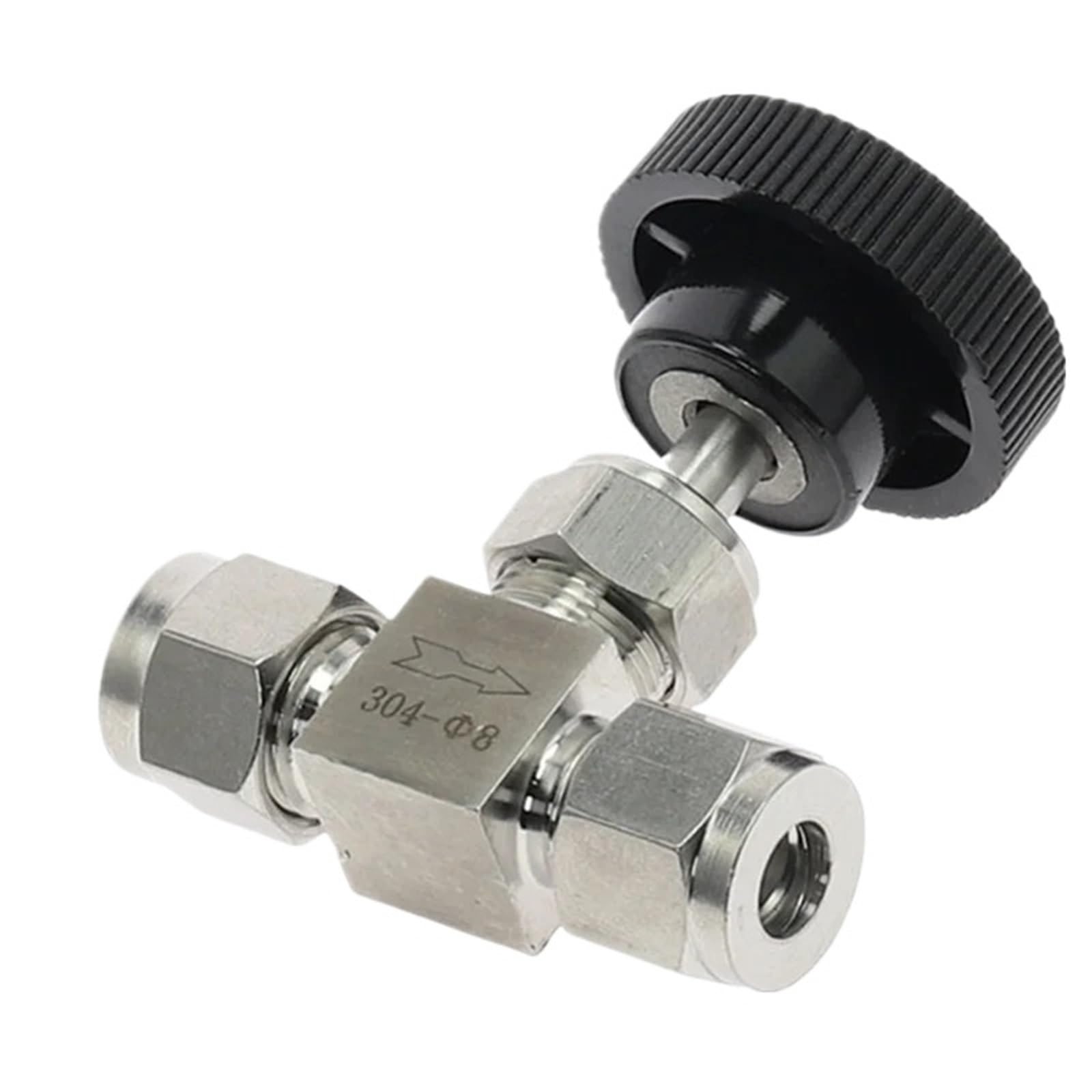 Vanne à aiguille réglable en inox 304 raccord double virole 1/2 pouce pour tube haute pression