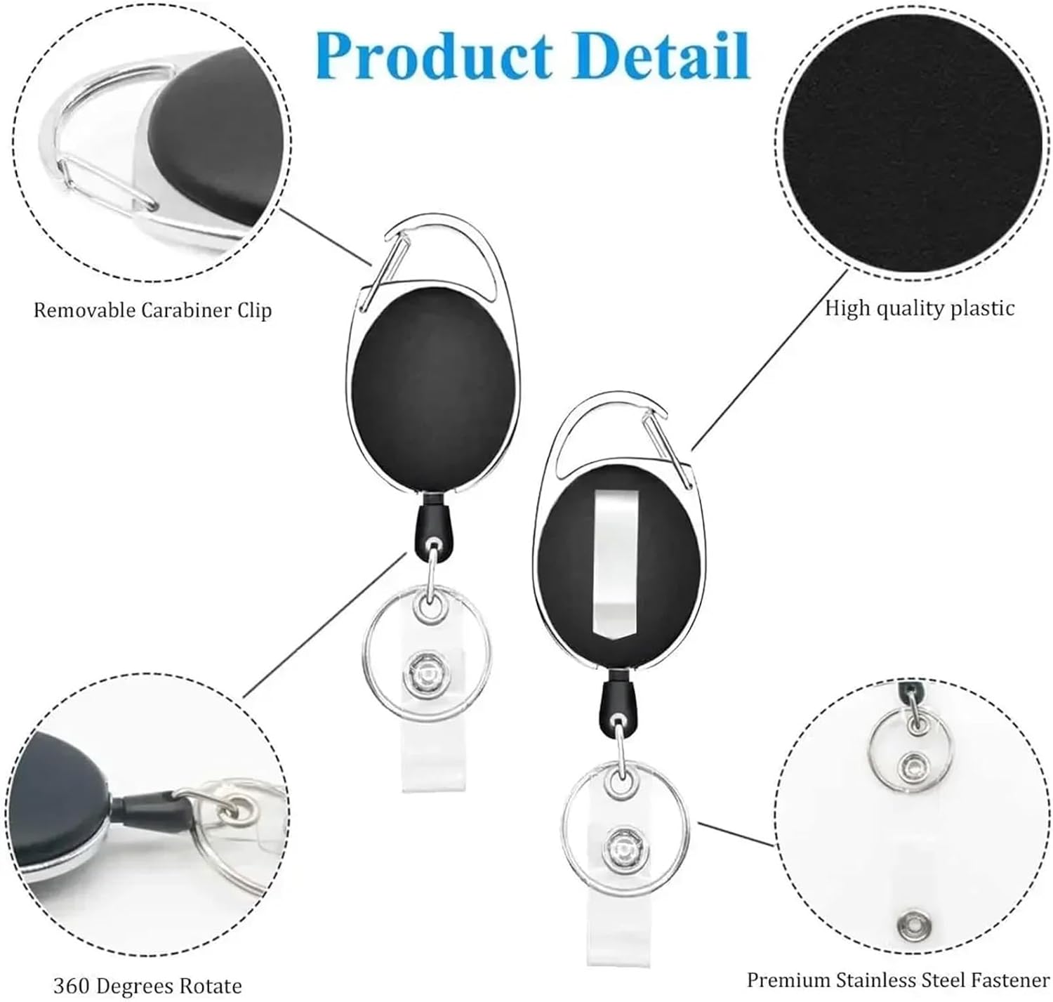 Badge Clip 20pcs Badge Holders Retractable Reel with Carabiner Belt Clip Key Ring for ID Card Name Holder Keychain Office Tag for ID Badges Keys(20pcs Green)