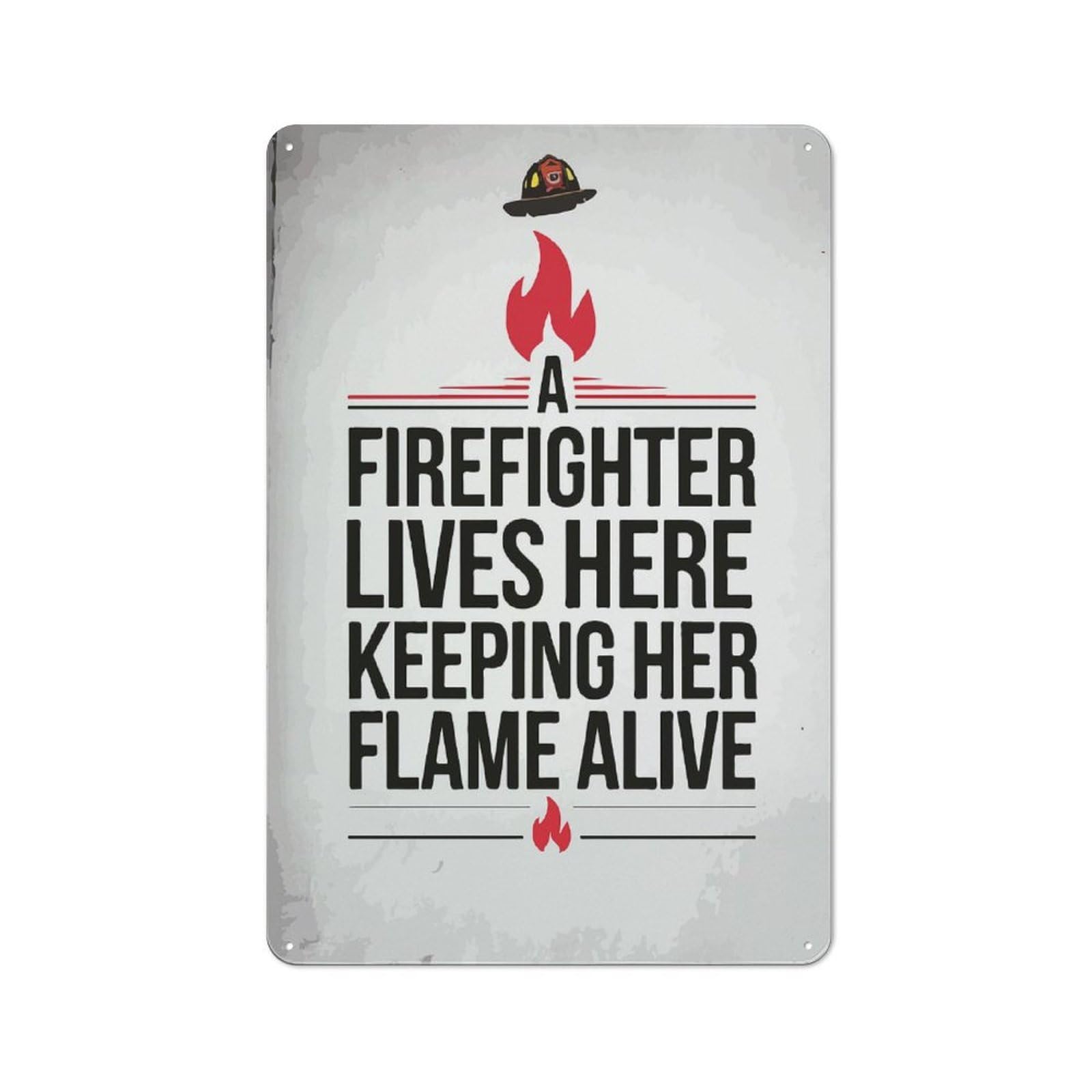Junmoney Firefighter Lives Here Loft Style Metal Wall Sign 30X20cm Featuring Studio Wall Art For Loft, Studio, Office Or Creative Room