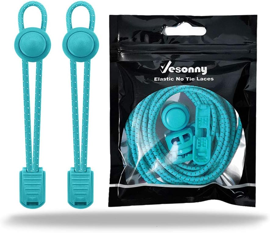 VESONNYElastic Laces - Reflective No Tie Shoe Laces with Lock for Trainers, Kids and Adults, Stretchy Sneaker Shoe Strings