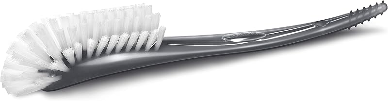 Baby Bottle and Nipple Brush, Gray | Curved Brush Head, Molded Nipple Tip, Easy Single-Brush Clean, Dishwasher Safe, Avent Bottle Compatible, Gray, SCF145/18