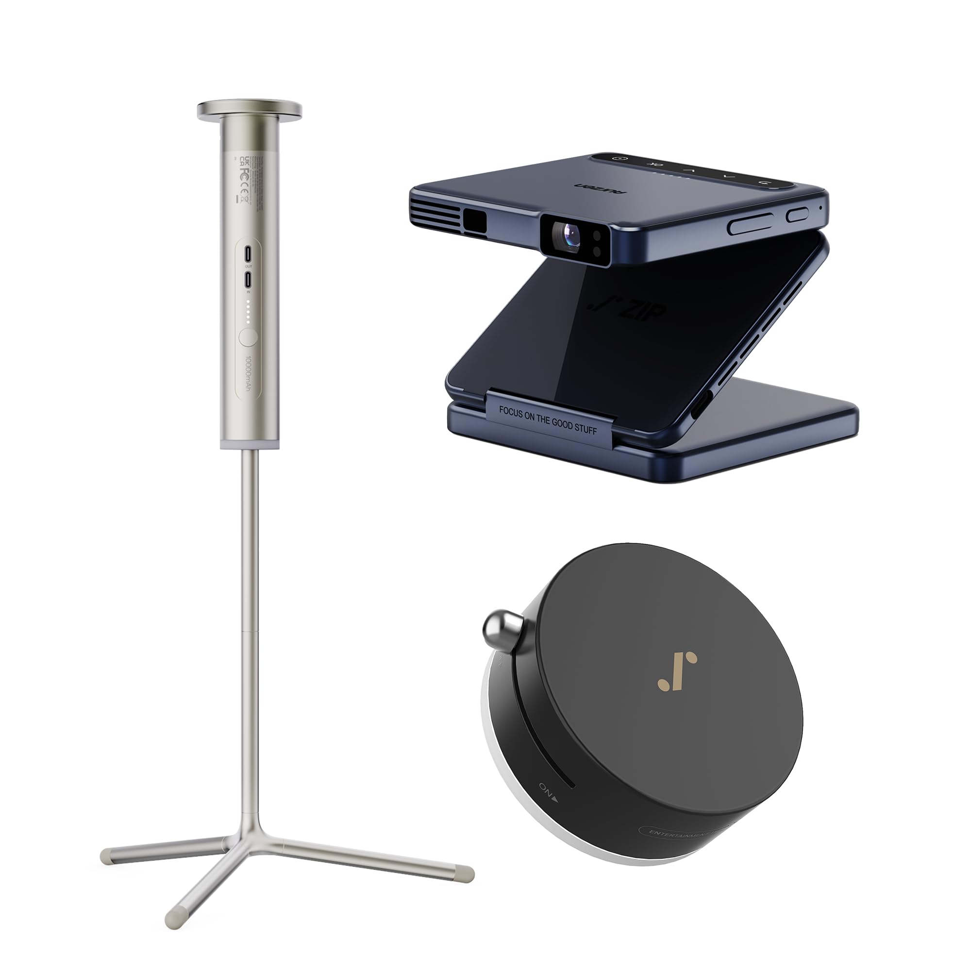 Aurzen ZIP Tri-Fold Truly Portable Blue DLP Projector with PowerPlay and MagPlay – Zero-Lag Focus, One-Click Screen Mirroring, 3H Playtime