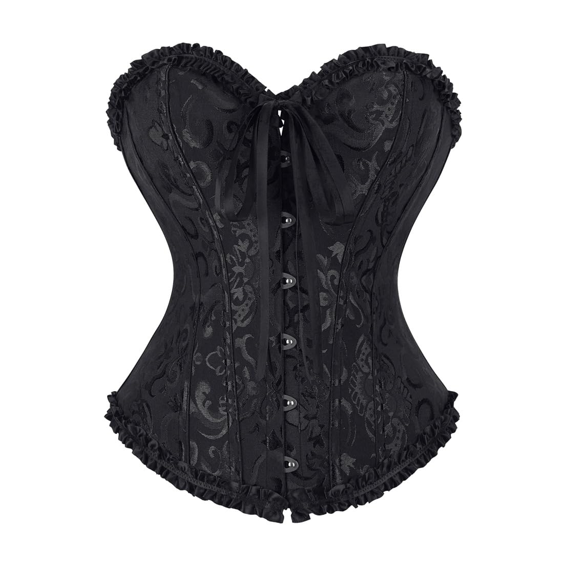 frawirshau Womens Lace Up Boned Overbust Corset Bustier Lingerie Bodyshaper Top