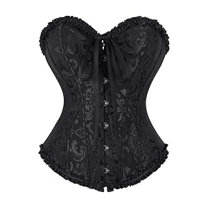 frawirshau Womens Lace Up Boned Overbust Corset Bustier Lingerie Bodyshaper Top