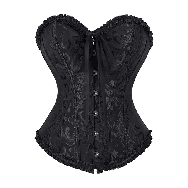 frawirshau Womens Lace Up Boned Overbust Corset Bustier Lingerie Bodyshaper Top