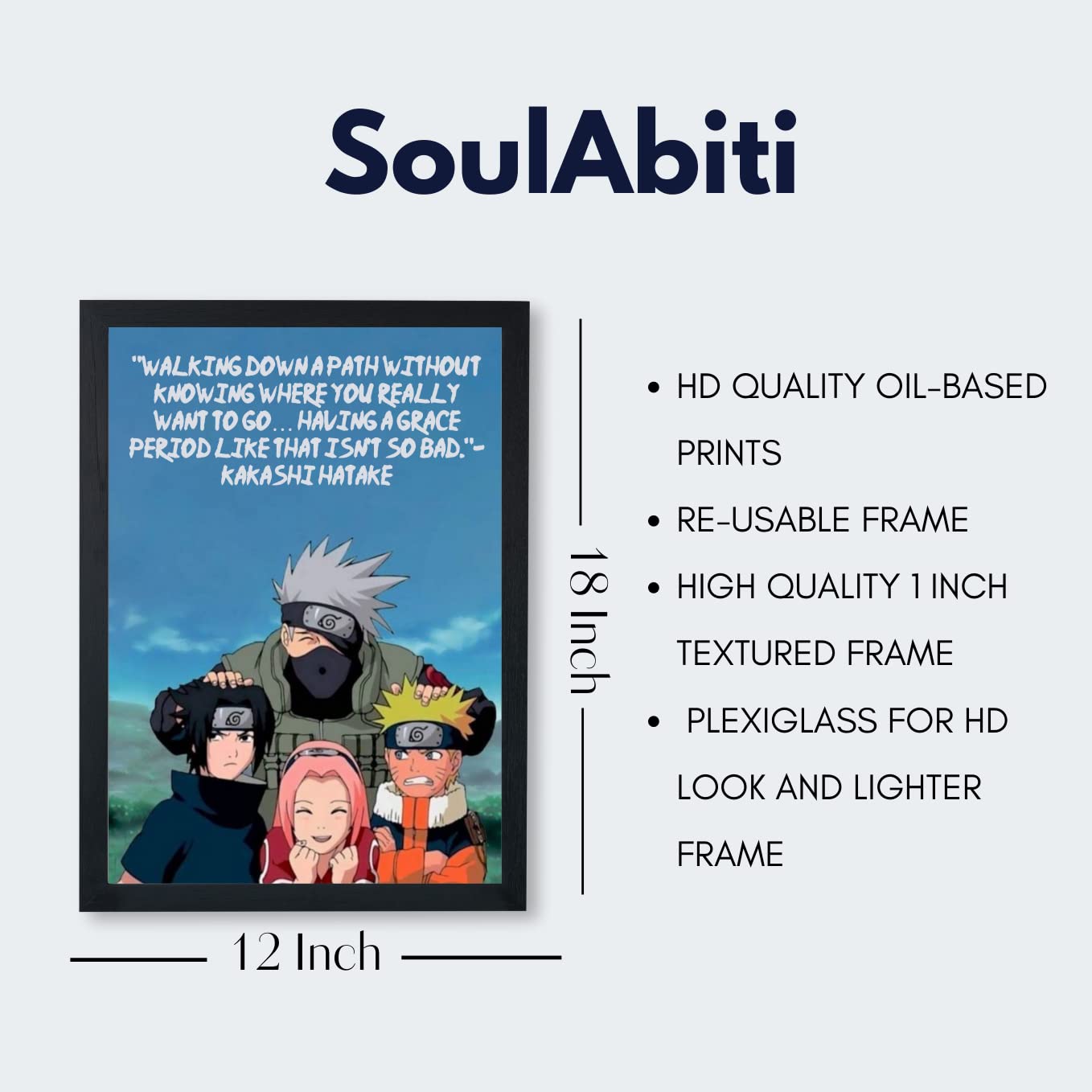 SoulAbiti Naruto Team kakashi photo (12inch X 18inch, Framed) 2