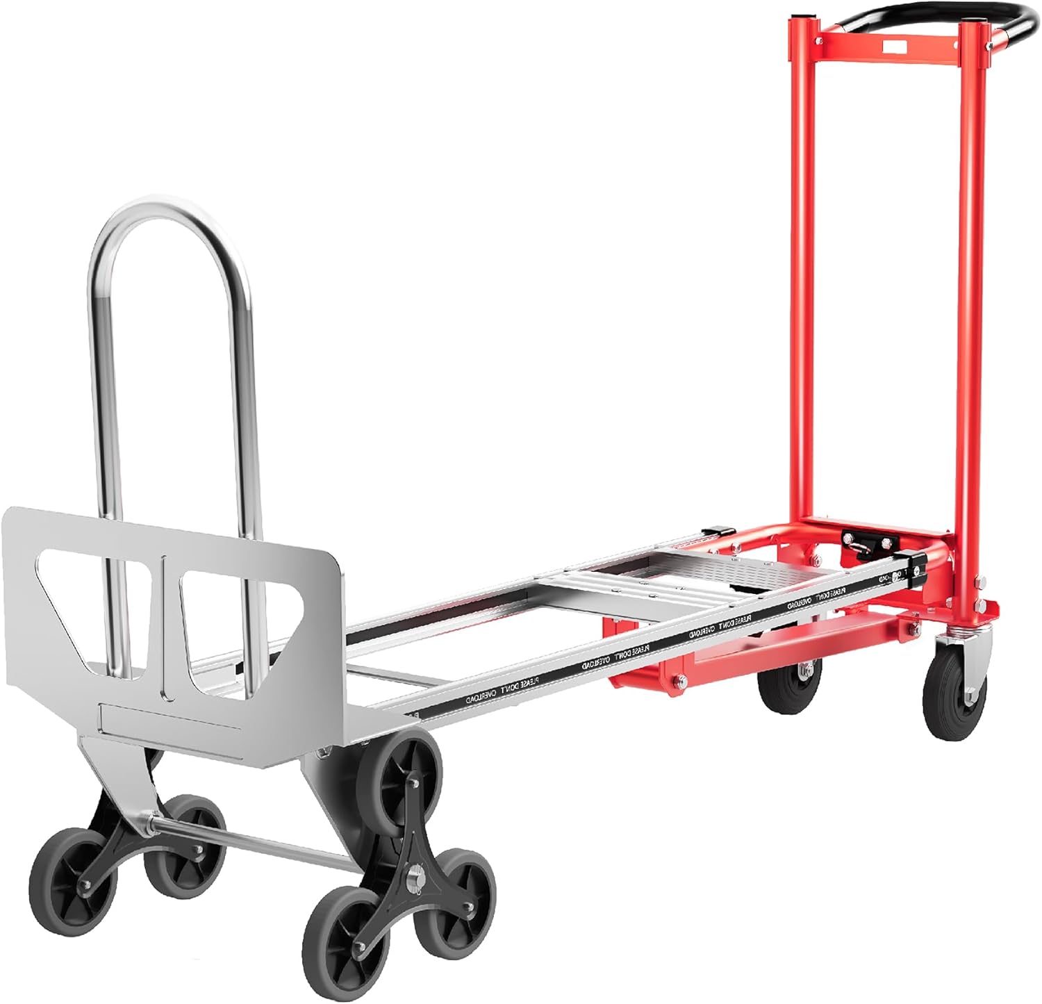 Convertible Hand Truck -1,000 lb Heavy-Duty Aluminum & Steel Dolly, 3-in-1 Mode with Stair-Climbing Wheels & 5 Swivel Casters for Warehouse, Moving, Delivery