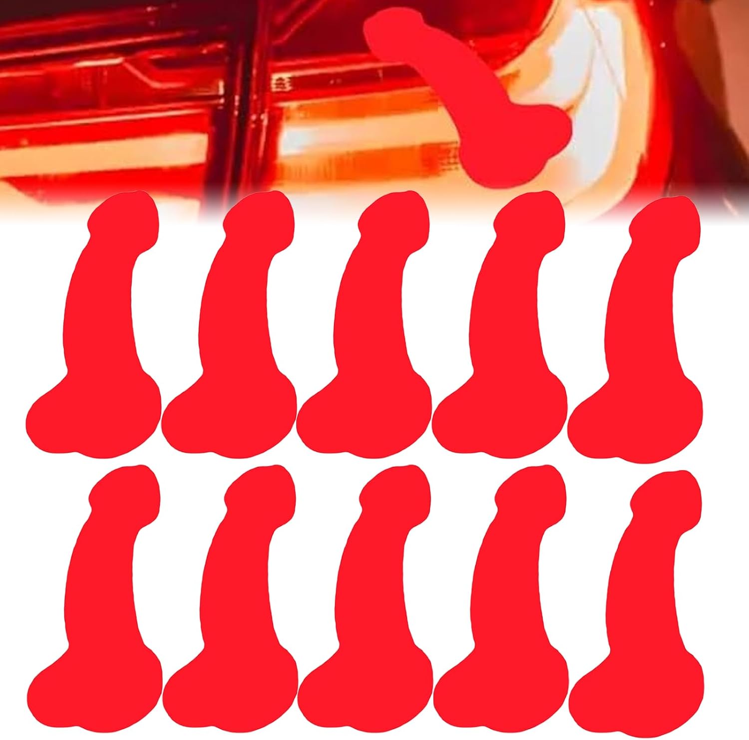 10PCS Universal Car Prank Decals, 3” Funny Penis Taillight Sticker, Novelty Brake Light Decal Tail Light Prank, Humor Car Penis Stickers White Elephant Gift, Gag Gift for Women Men Adult