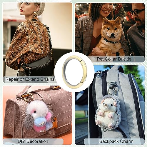 Image of 12 Pack 1-1 /4Inch Assorted Round Carabiner Snap Clip, Metal Keychain Ring, Spring O Rings for Replacement Purse Strap, Paracord Lanyard Clips, Pet Collar, Keychain Rings Hardware DIY Crafts Making