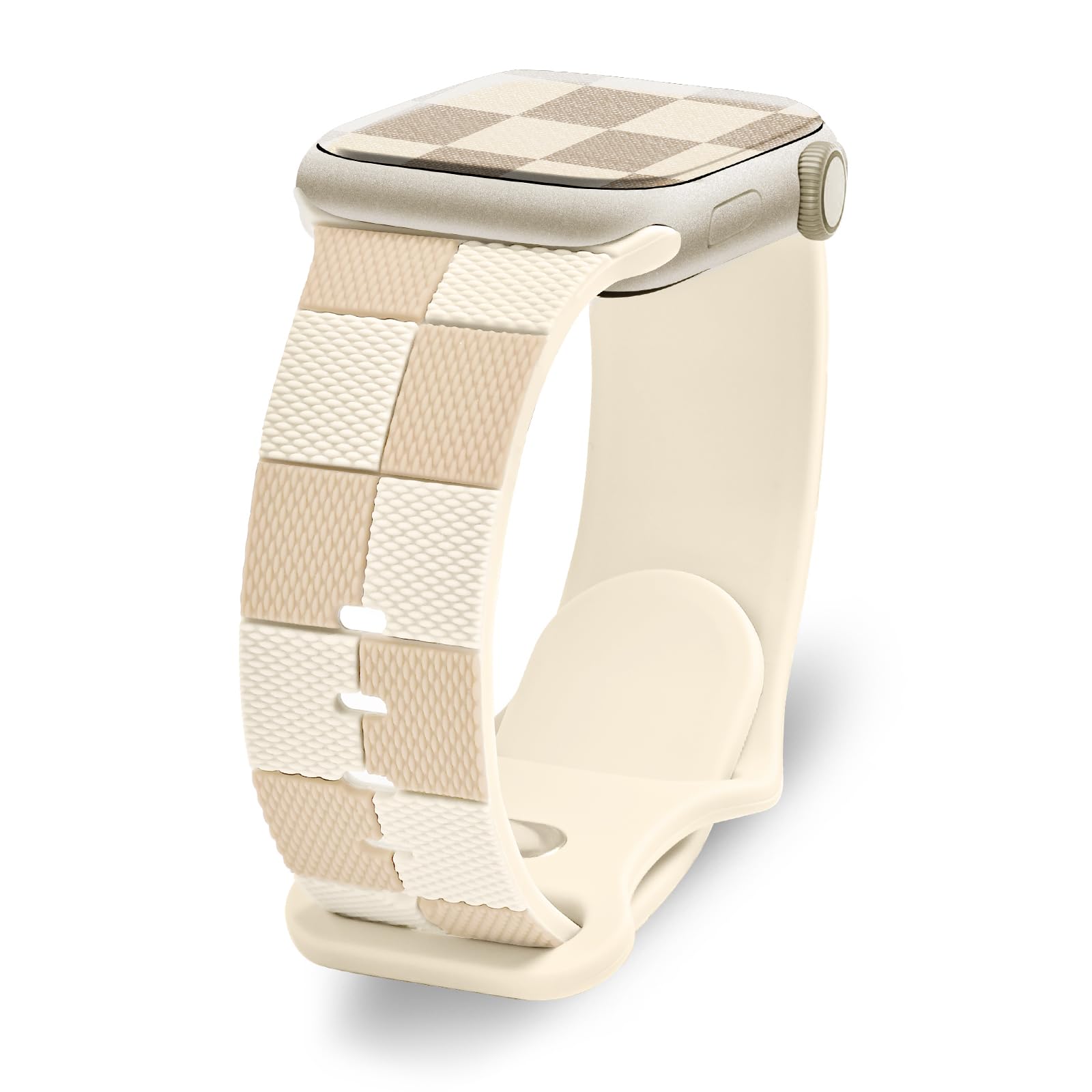 Checkered Silicone Strap for Apple Watch Band 40mm 41mm 38mm, Cute Soft Bracelet Compatible with iWatch Band Series 10(42mm) 9 8 7 6 5 4 3 2 1,