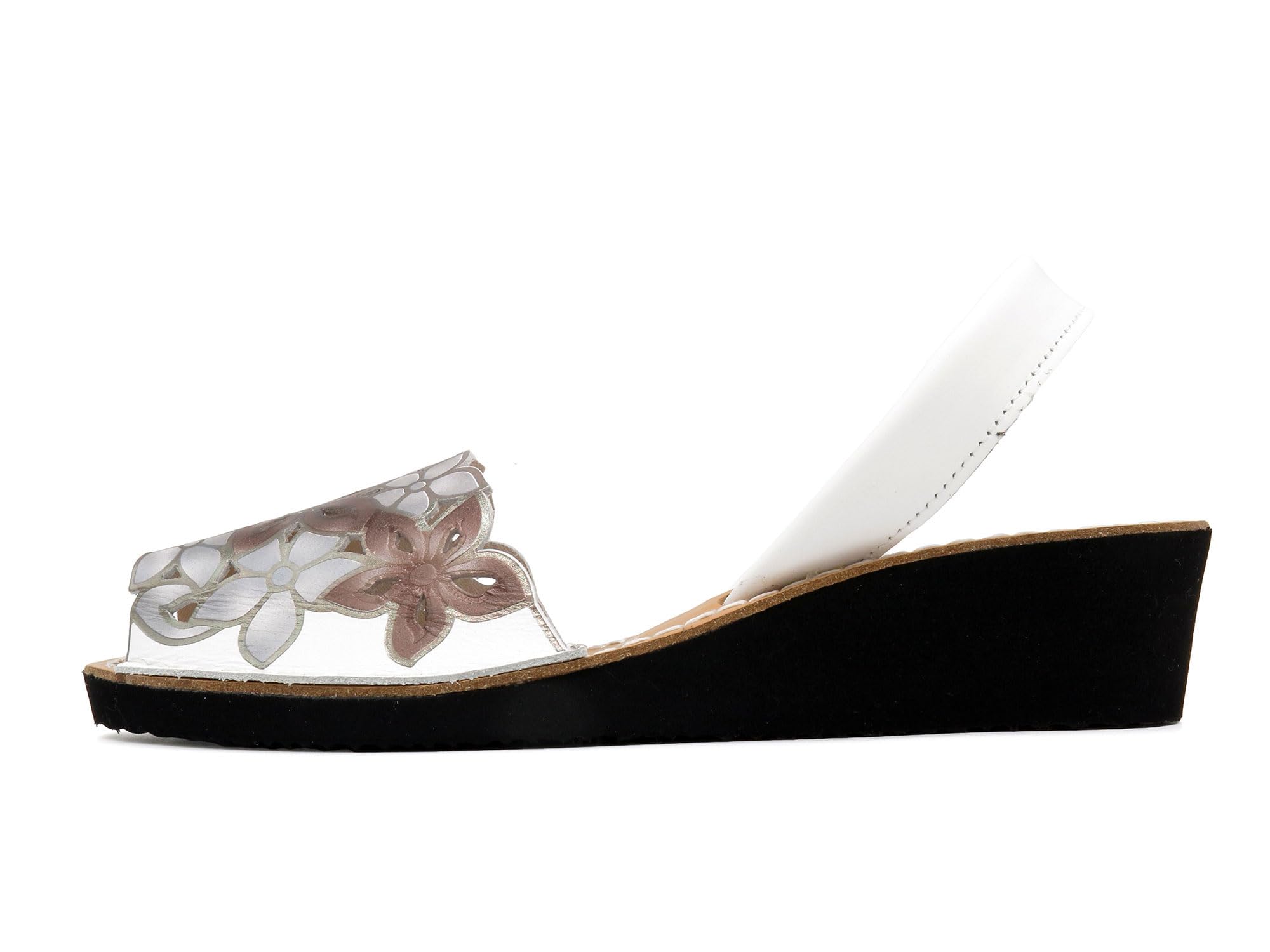 Avarca Mujer Sandalias Cuero Menorquina Tacón Cuña Verano Flores
