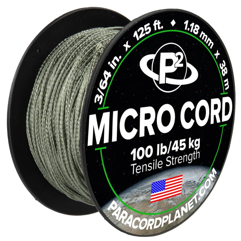 Paracord Planet Micro Paracord – Thin Braided Cord for Crafting, Fishing, and DIY Projects in 125 ft Spools – Foliage Green — image 1