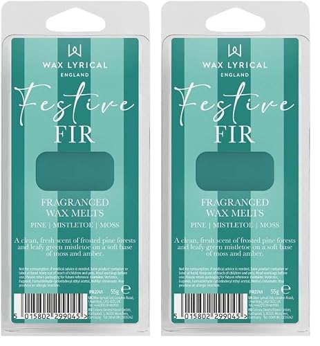 Image of Wax Lyrical Festive Fir Wax Melts | Refreshing Woods Fragrance |55g, Turquoise (Pack of 2)
