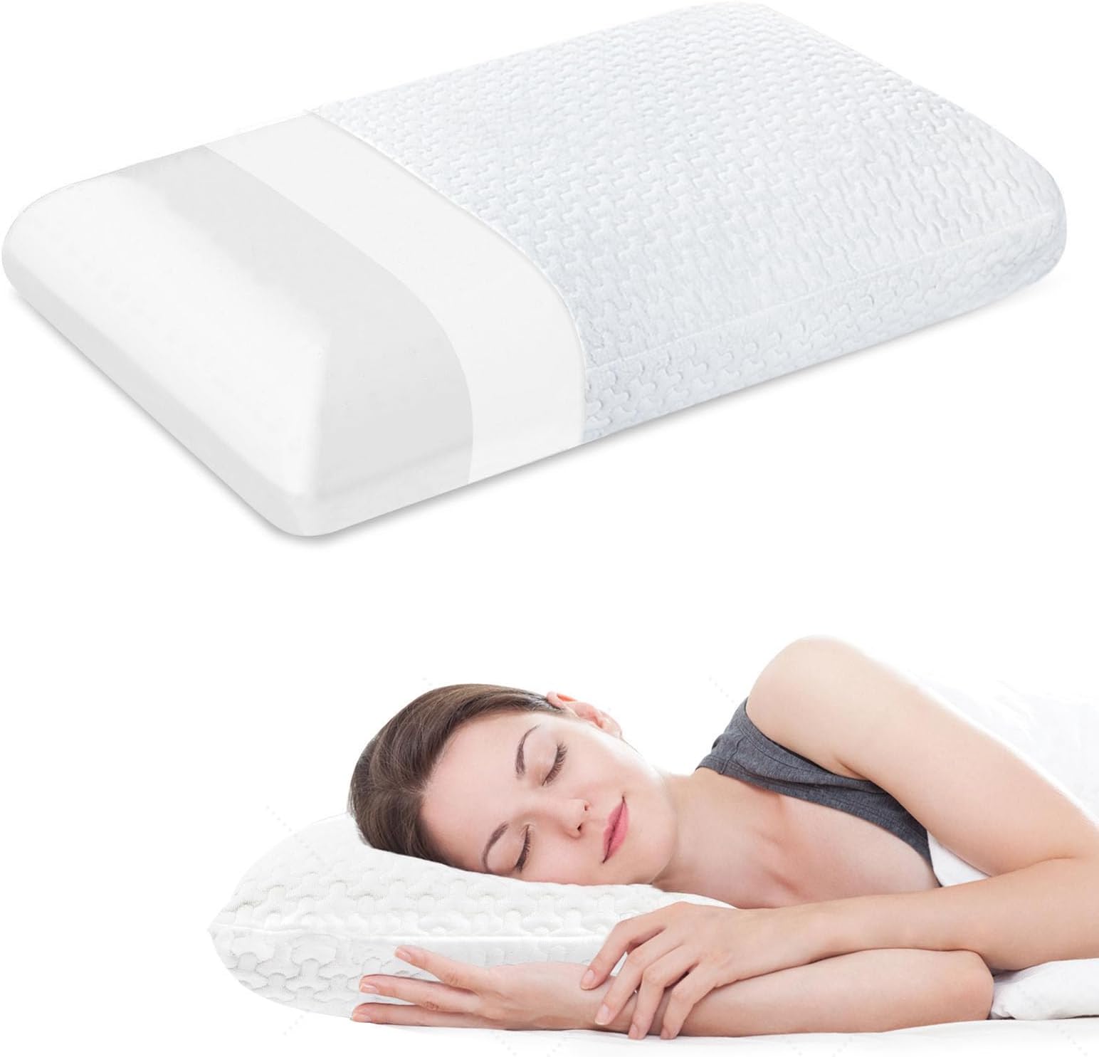 BDTFO High Density Memory Foam Pillow | Classic Support For Neck Shoulder Pain, Ergonomic Orthopedic Cervical Pillow for Sleeping, Removable, Machine Washable Cover