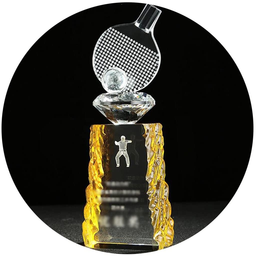 Mobkid Trofeo De Cristal De Tenis De Mesa Creativo Trofeo del Club De Tenis De Mesa Trofeo De Premio De La Competencia De Juegos Trofeo Conmemorativo Grabado