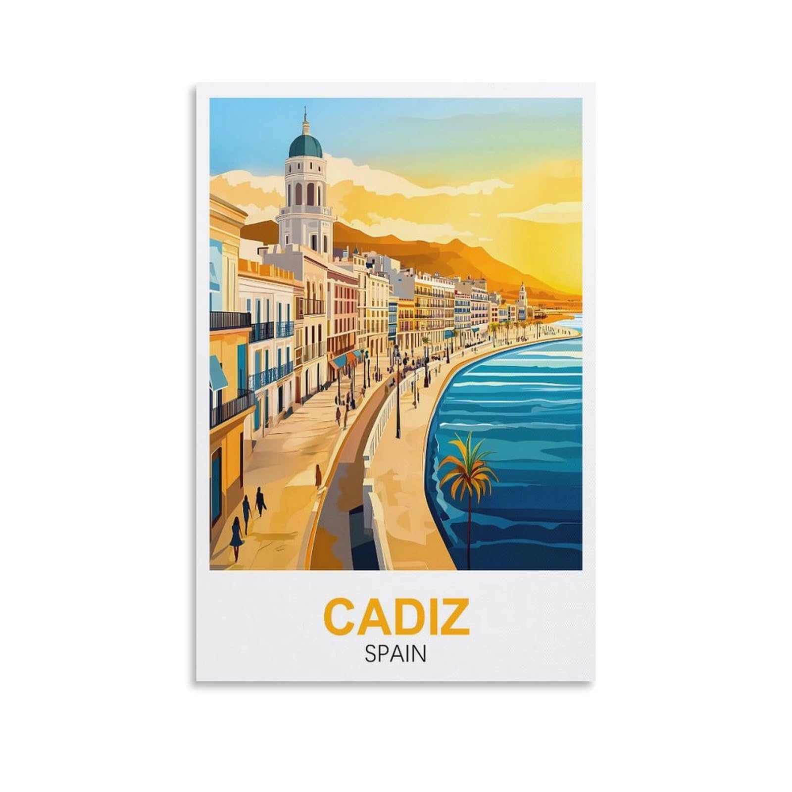EZMLFA 5D Diamond Painting Kits,Cadiz Spain,Diamond Painting Kits for Beginners Round Full Drill Painting with Diamonds Gem Art for Home Wall Decor 50x60cm