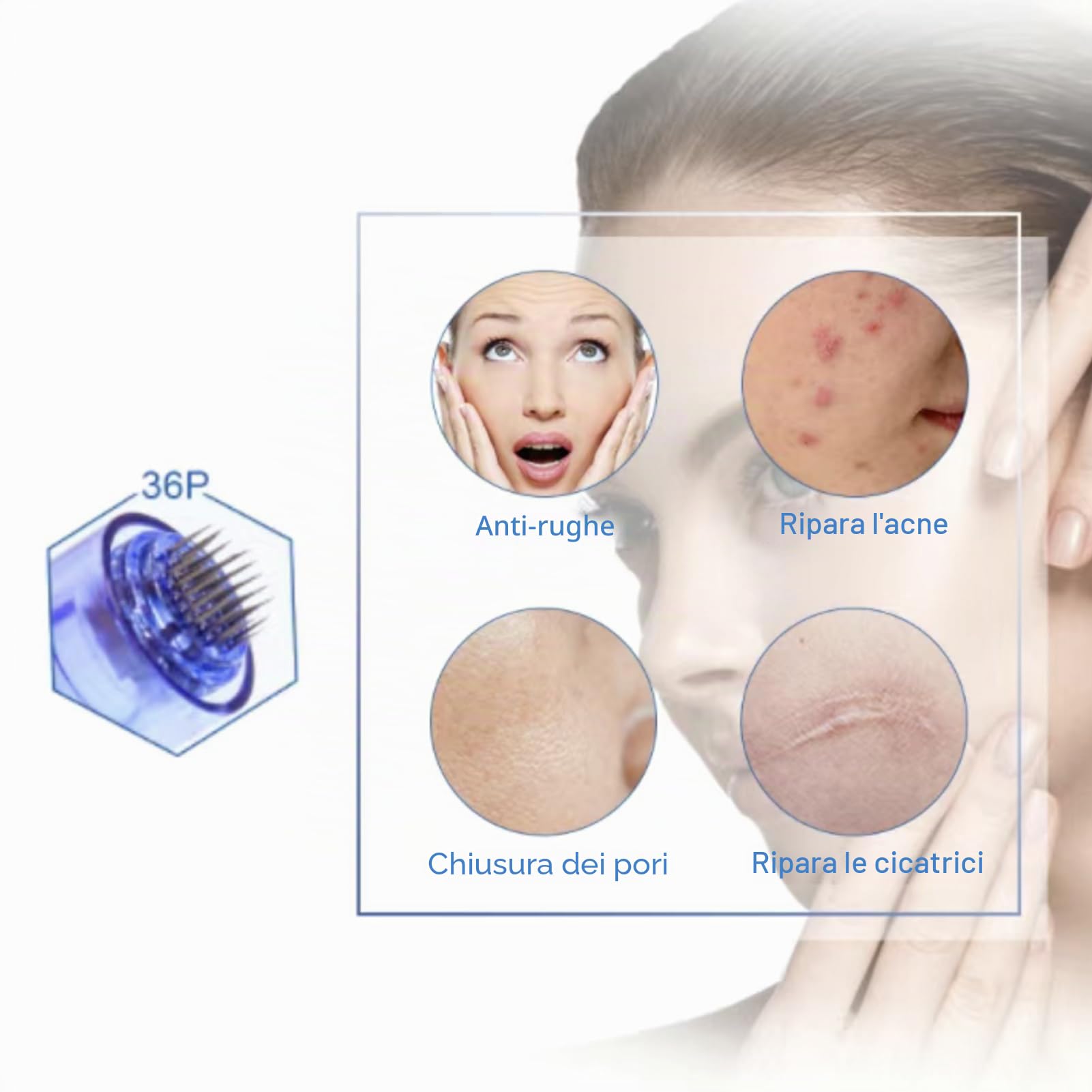 36 Pin Micro Aghi microneedling viso facciale Dermapen Aghi di ricambio Consigli Slot per cartuccia, Porta Bajonett, per Derma Pen elettrica Antirughe, dermapen facciale Imperfezioni 10 pezzi