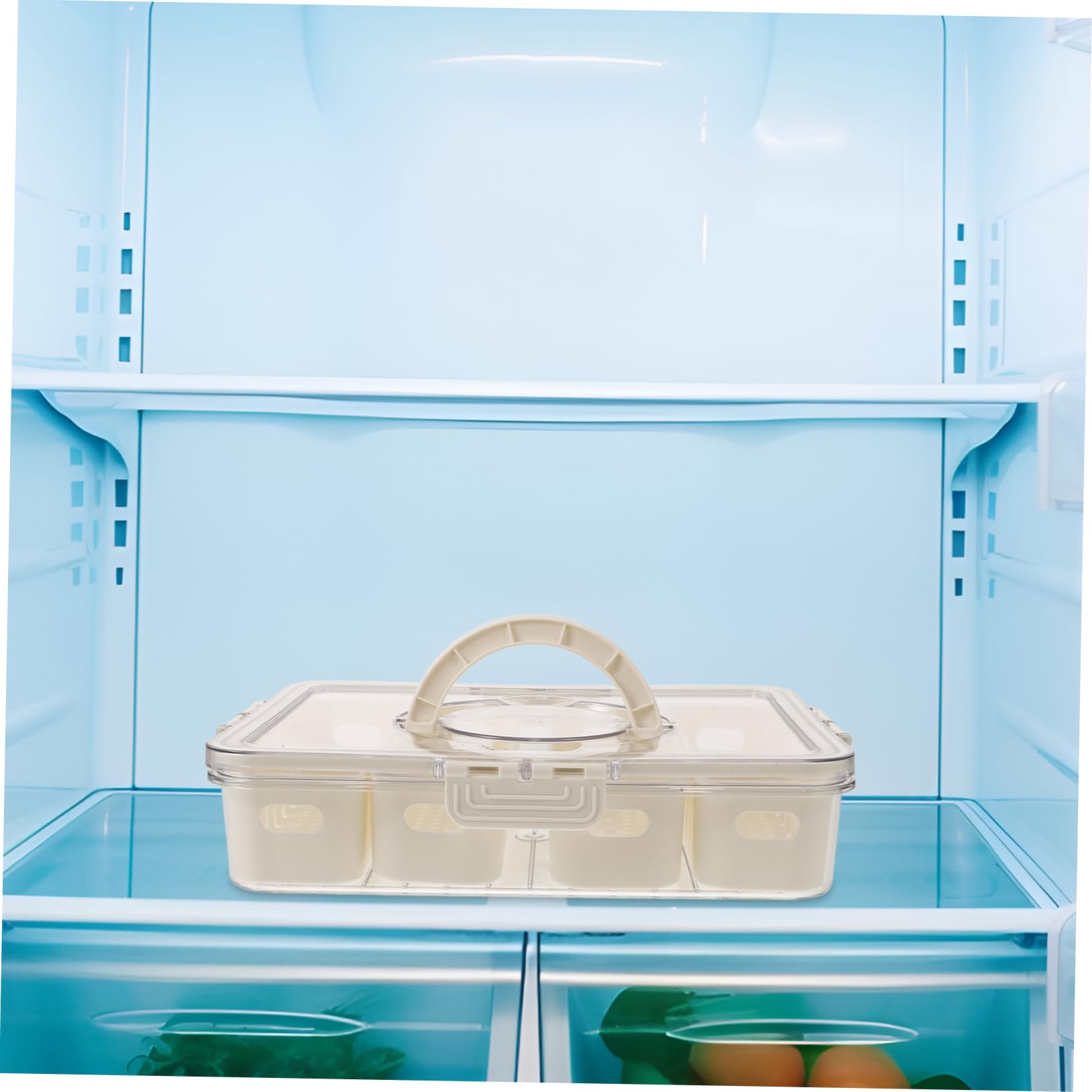 Verdickter Kühlschrank Organizer mit Luftdichtem Deckel und Geteilten Fächern Langlebiger Pet Frischhaltebehälter für Obst und Gewürze im Kühlschrank
