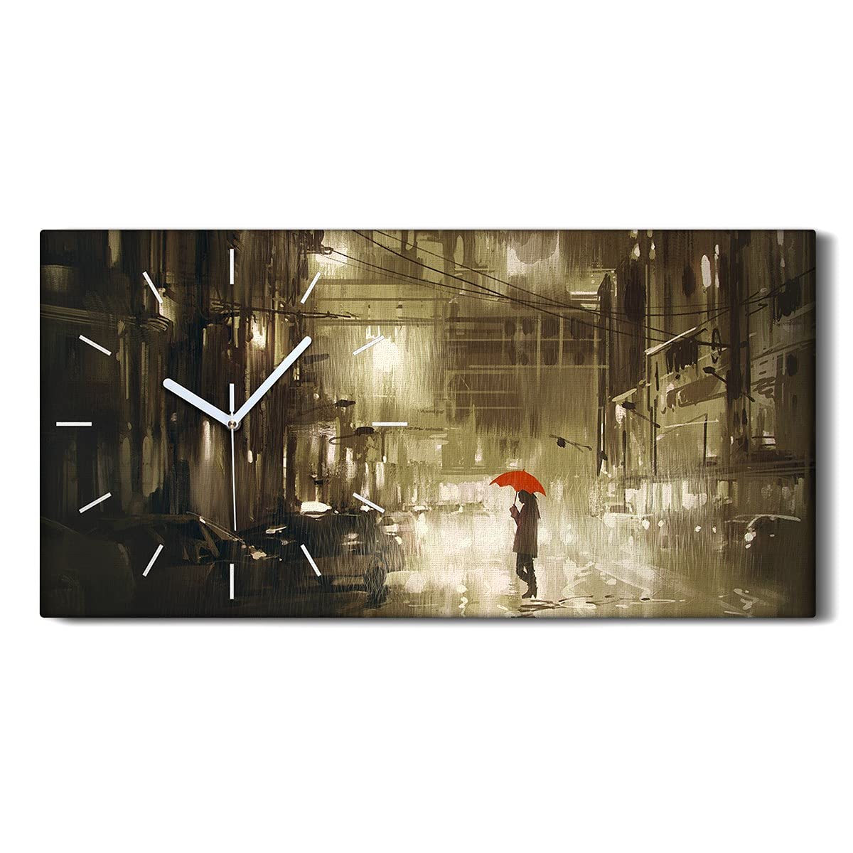 Horloge sur toile art moderne decoration murale de qualite salon 60x30cm