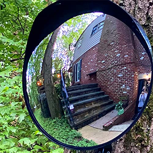 Cnqlis 8 Inch Convex Mirror Outdoor With Adjustable Wall Fixing Bracket,Driveway Mirror,Blindspot Traffic Mirror For Driveway Garage Park Outdoor Wide Angle View Curved Security Blind Spot Mirrors #TOP5