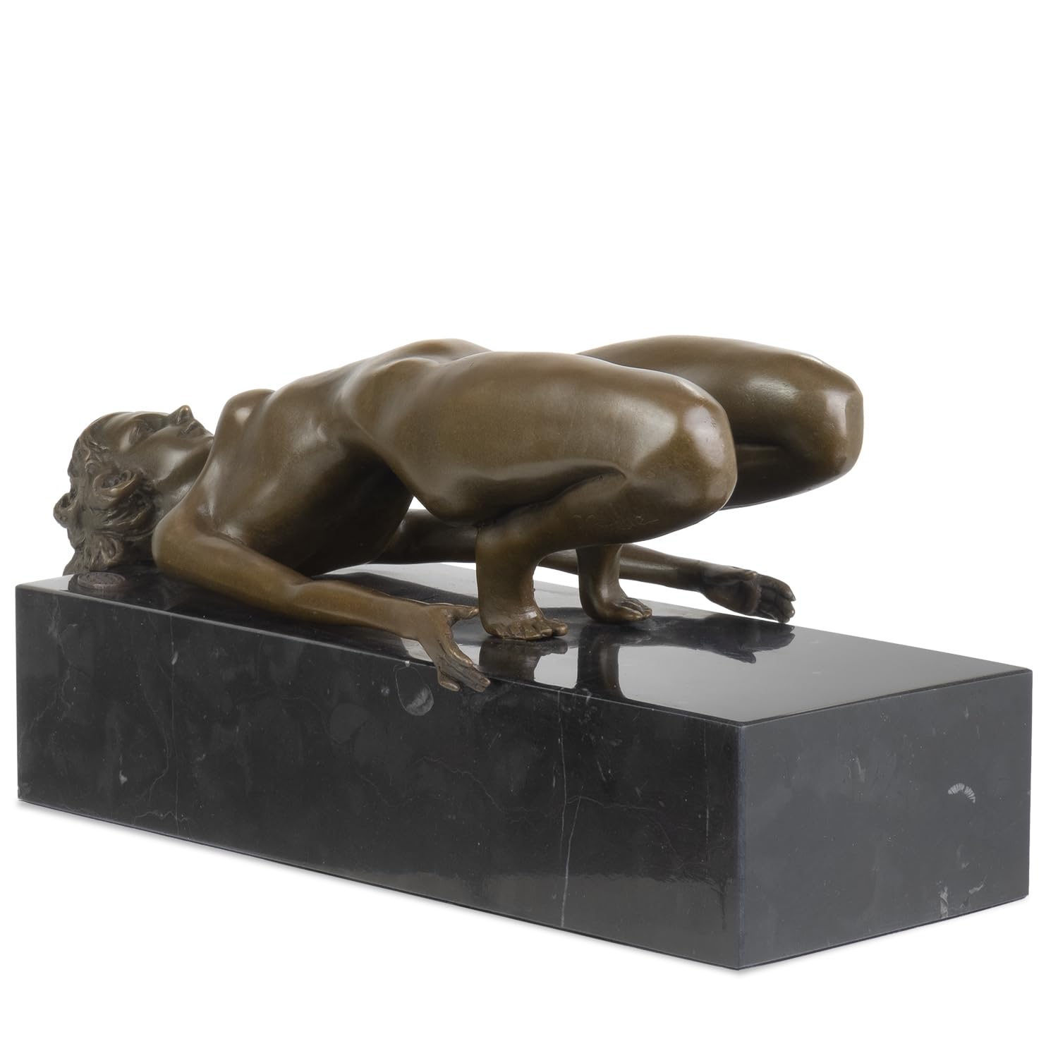 Moritz Elegante Bronze-Skulptur weiblicher Akt auf Marmorsockel - Kunstvolle Darstellung Einer liegenden Frau, Ausdruck von Schönheit und Harmonie, 24,5 cm