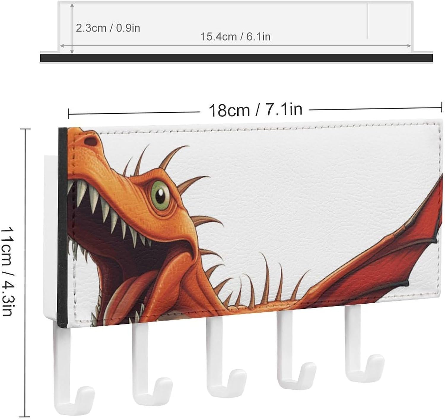 Pterodactyl Dinosaur Key Holder Wall Mounted, Adhesive Key Rack image 2