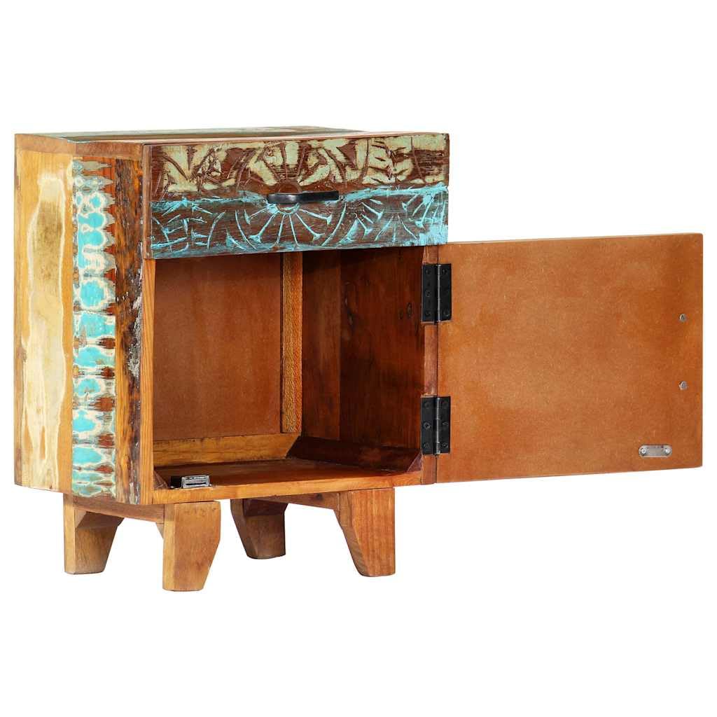 Generisch Nachttisch Handgeschnitzt 40x30x50 cm Altholz Massiv