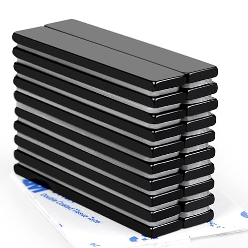 MIKEDE Barras de imanes de tierras raras, paquete de 20 imanes de barra de neodimio extra fuertes con adhesivo de doble cara, imanes de neodimio