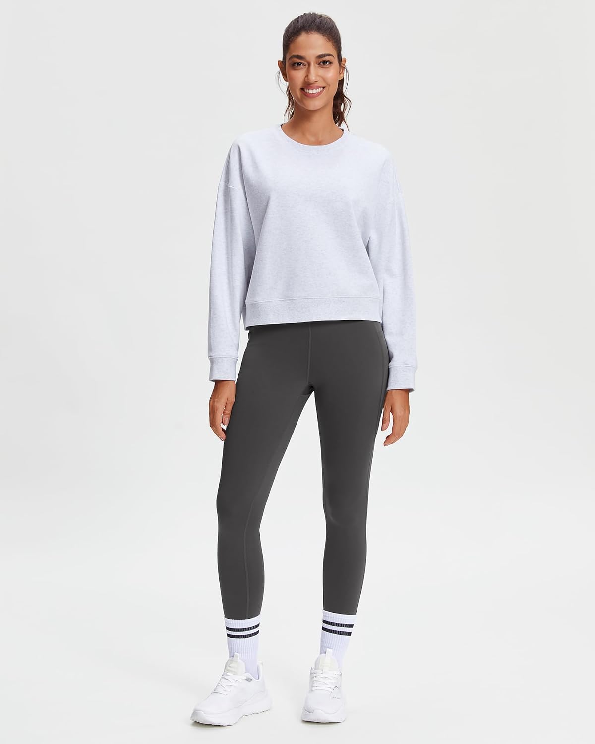 Stelle Women's Fleece Lined Leggings 27'' Thermal Winter Warm High Waisted Workout Yoga Pants with Pocket - Image 3