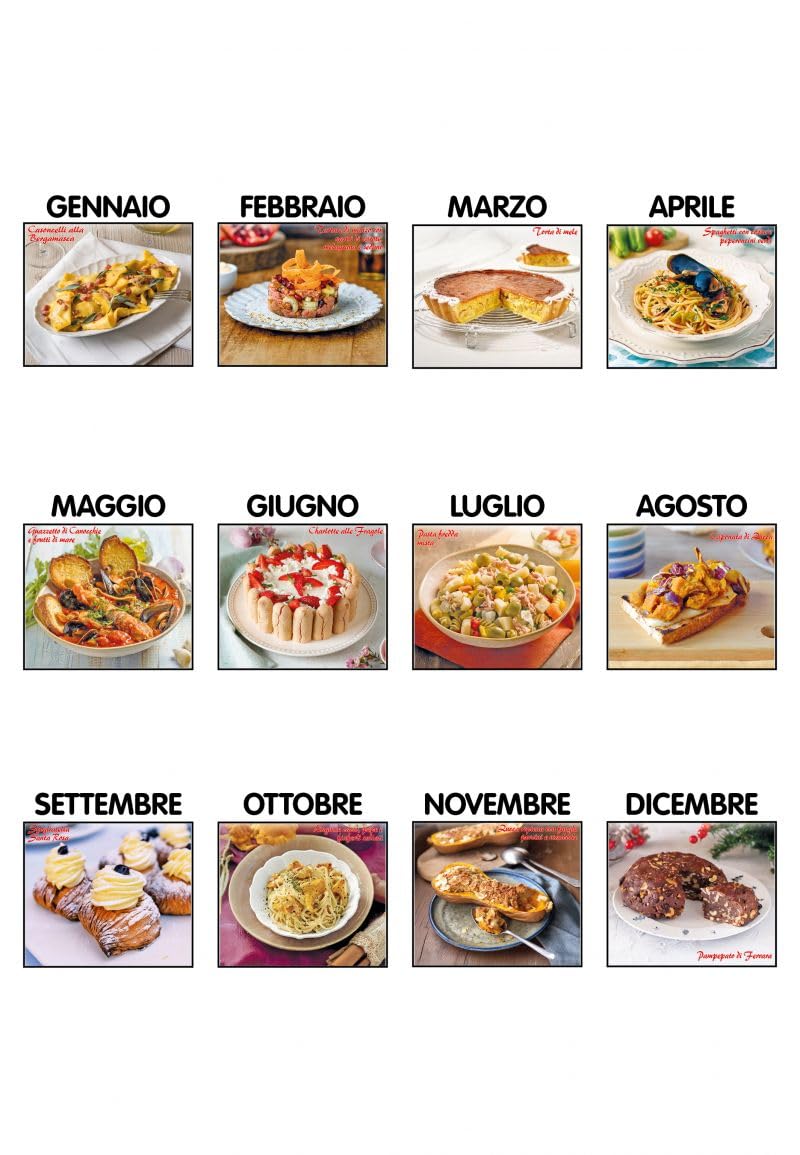 100 Calendari Da Parete 2027 - Calendario trimestrale Menù misto - 14x47 - personalizzati con logo - Personalizzabile - Collezione 2027-100 pezzi