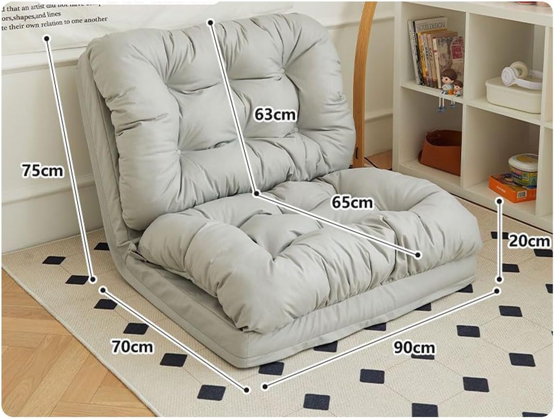 Couch Recliner, Foldable Floor Sofa Human Dog Bed, 5 Gear Adjustment Adult Size Dog Bed for Humans, Bedroom Lounge Chair Lazy Chair (Light Gray 90cm)