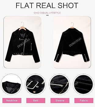 Amazon.com: Dokotoo Womens Motorcycle Jackets Lepel Collar Long