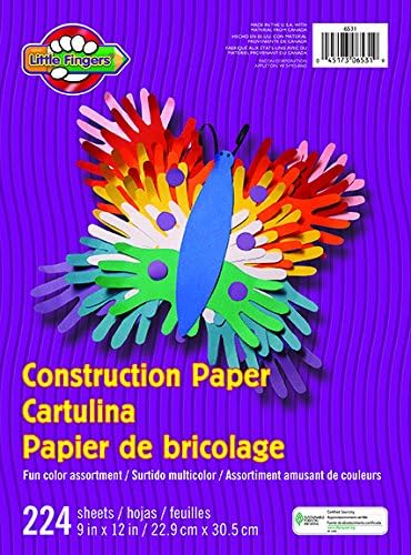 Pacon Little Fingers Construction Paper, 9"x12", Assorted Colors, 224 Sheets (6531)