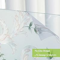 Vista 7 de Película decorativa para ventana grabada con estampado floral, película de privacidad para puerta, película de vidrio estática, sin pegamento, papel