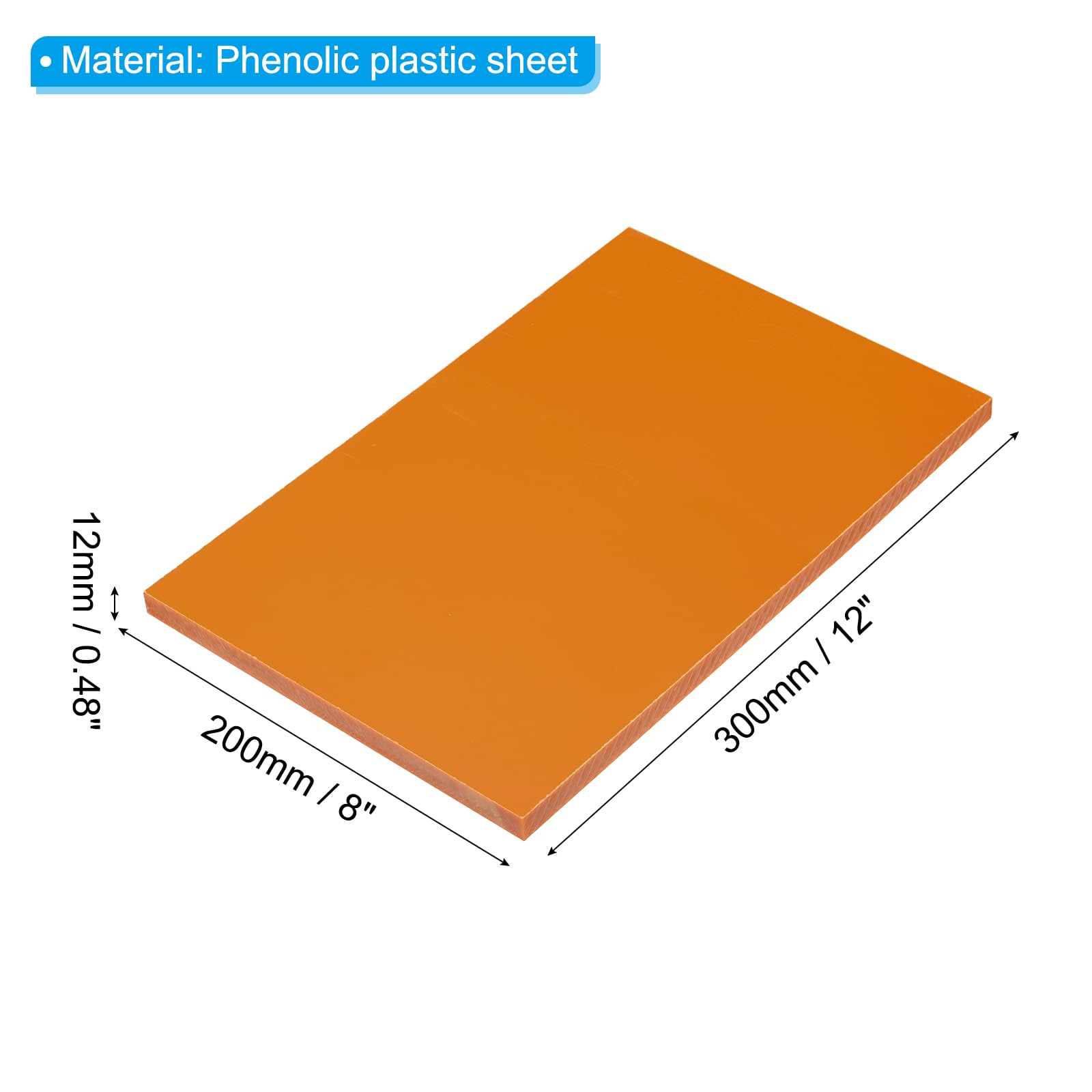 PATIKIL 300x200x12mm Phenolharz Kunststoffplatte 1 Stück Resin Laminierte Platte PCB Für Elektrische Elektronische Vorrichtungen DIY Und Bastelarbeiten Orange Rot