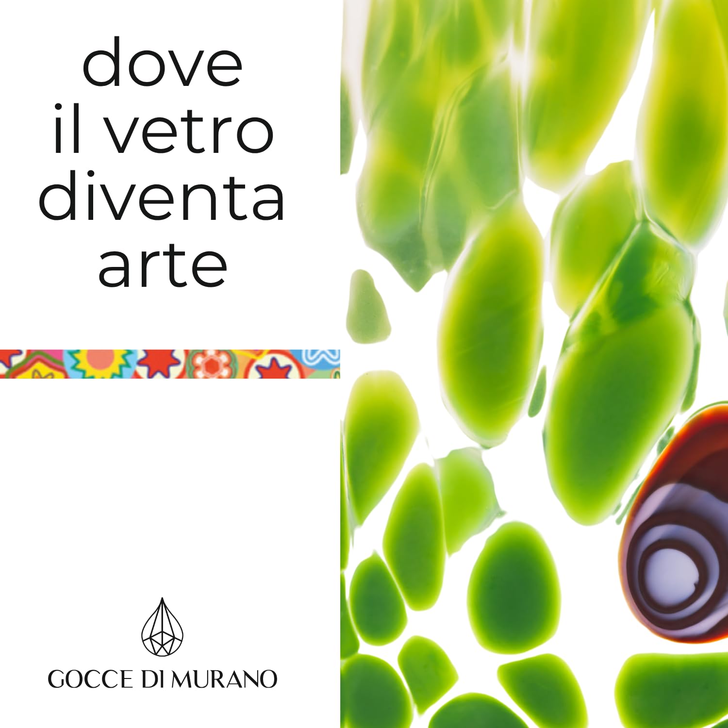 Gocce di Murano Arcobaleno Pioggia - 6 vasos de agua elaborados según la tradición de los artesanos de Murano, vidrio soplado y trabajado a mano, 300 ml