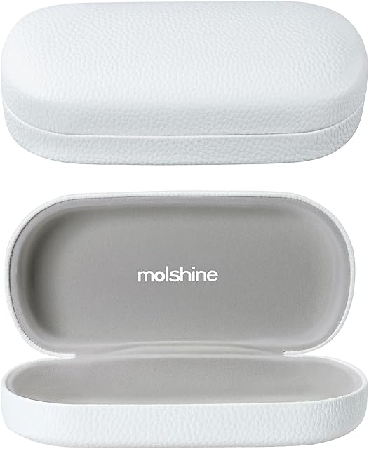 molshine Hard Shell Leather Sunglasses Case,Classic Large Glasses Case for Women Men,Sunglass Eyeglasses