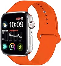 SHJD Watch Band 38MM 42MM 40MM 44MM,Soft Silicone Sport Strap Replacement Band Compatible with iWatch Series 1/2/3/4 S/M M/L(Orange, 42mm/44mm M/L) - coolthings.us